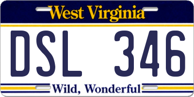WV license plate DSL346