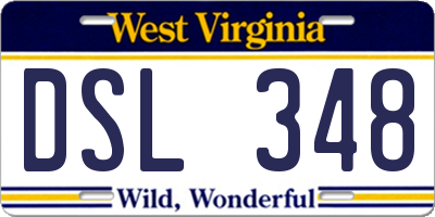 WV license plate DSL348