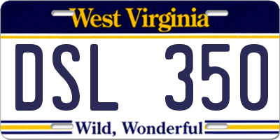 WV license plate DSL350