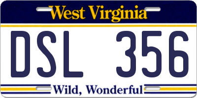 WV license plate DSL356
