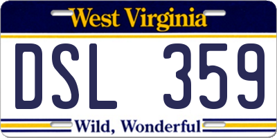 WV license plate DSL359