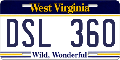 WV license plate DSL360