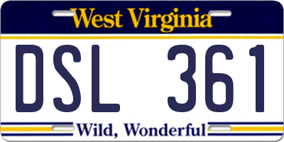 WV license plate DSL361