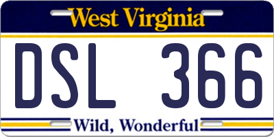 WV license plate DSL366