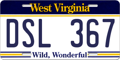 WV license plate DSL367