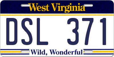 WV license plate DSL371