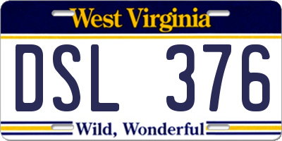 WV license plate DSL376