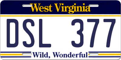 WV license plate DSL377