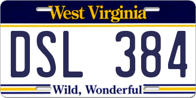WV license plate DSL384