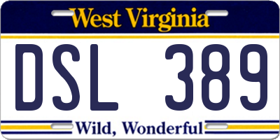 WV license plate DSL389