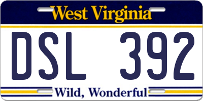 WV license plate DSL392