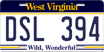 WV license plate DSL394