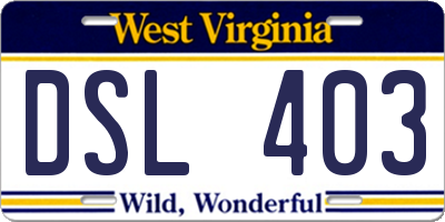 WV license plate DSL403