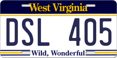 WV license plate DSL405