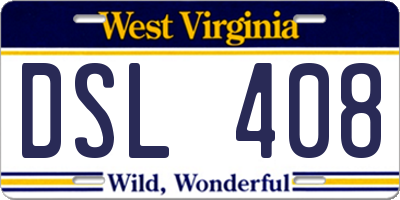WV license plate DSL408