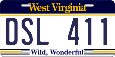 WV license plate DSL411