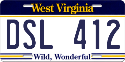 WV license plate DSL412