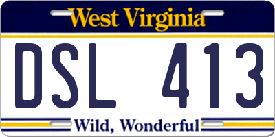 WV license plate DSL413