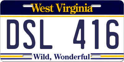 WV license plate DSL416