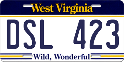 WV license plate DSL423