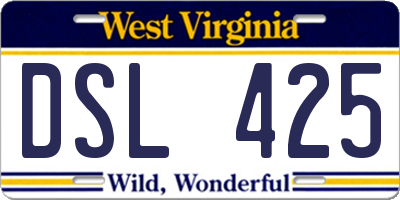 WV license plate DSL425