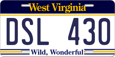 WV license plate DSL430
