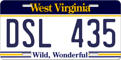 WV license plate DSL435