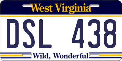 WV license plate DSL438