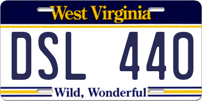 WV license plate DSL440