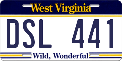 WV license plate DSL441