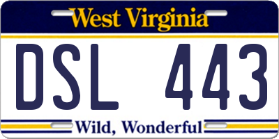 WV license plate DSL443