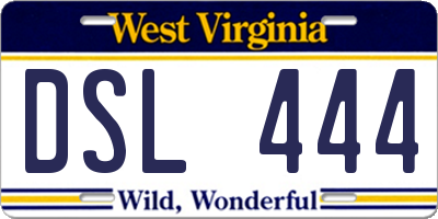 WV license plate DSL444