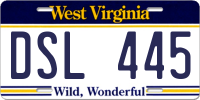 WV license plate DSL445