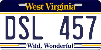 WV license plate DSL457