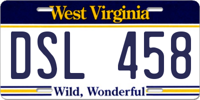 WV license plate DSL458
