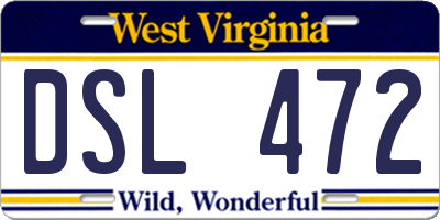WV license plate DSL472