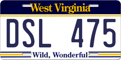 WV license plate DSL475