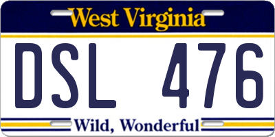 WV license plate DSL476