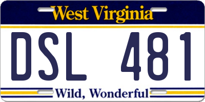 WV license plate DSL481