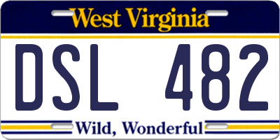WV license plate DSL482
