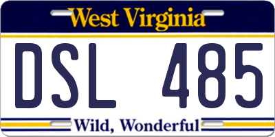 WV license plate DSL485