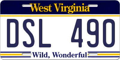WV license plate DSL490