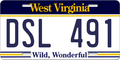 WV license plate DSL491