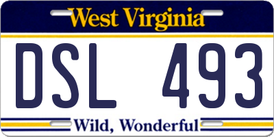 WV license plate DSL493
