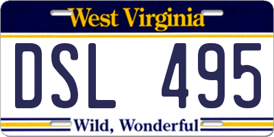 WV license plate DSL495