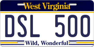 WV license plate DSL500