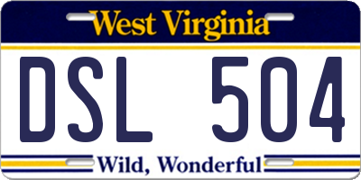 WV license plate DSL504