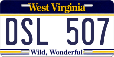 WV license plate DSL507