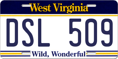 WV license plate DSL509