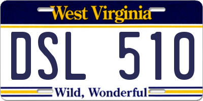 WV license plate DSL510